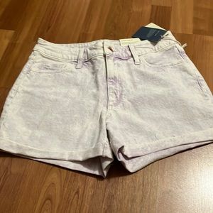 Purple washed jean shorts